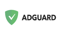AdGuard logo with a coupon symbol overlay.