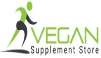Image of a vegan supplement bottle with a coupon code overlay.